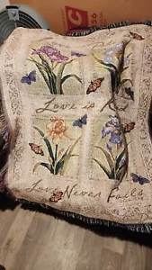 Tapestry Throw Blanket Iris Flower Floral Garden 40 X 50 - Picture 1 of 1
