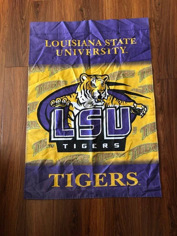 LSU TIGERS BANNER HOUSE FLAG INDOOR OUTDOOR 42" X 30" OVERSIZED SIGN Cover