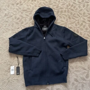 BUFFALO DAVID BITTON Kunstfell gefütterte Kapuzenjacke Herren dunkelblau Sweatshirt Zip - Bild 1 von 17