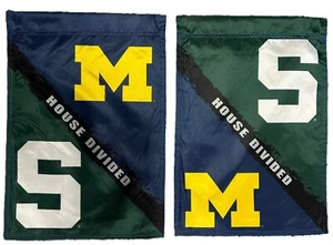 Michigan vs Michigan State House Divided Garden Flag 2 Sided Rivalry NWT - Picture 1 of 1