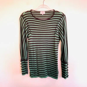 Lanvin En Blue Size 38 10 Black & Green Stripe Long Sleeve Knit Top Designer - Bild 1 von 12