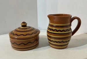 Rowe Pottery Old Salem Collection Bob Timberlake Redware Pitcher Creamer Sugar - Picture 1 of 8