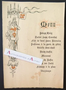 ● Menu avec joli décor statue / chevalier avec bouclier / étendard - Picture 1 of 1