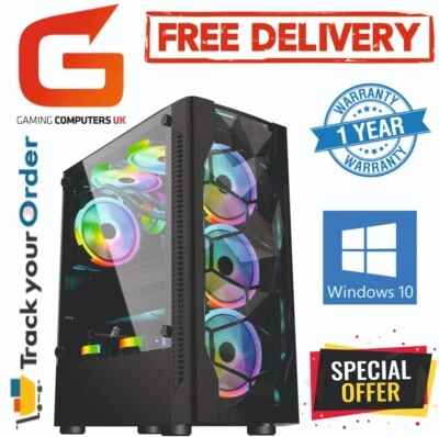Gaming PC COMPUTER Core i7 32GB 480GB + 2TB RTX 3050 Win10 FREE DELIVERY - Image 1 of 4