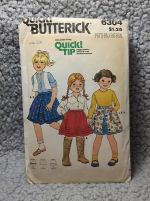 Vintage Butterick 6304 EASY Childs Skirt size 6X Uncut Factory Folded - Image 1 of 4