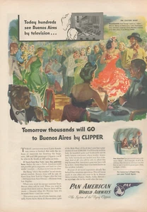 1945 Pan American World Airways Tomorrow Go To Buenos Aires by Clipper Print Ad - Picture 1 of 1