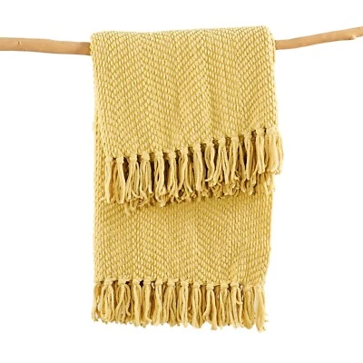 Manta Boho Tejida - Textura Tweed, Borlas, Decoración Ligera de Sofá Cama Foto 1 de 4