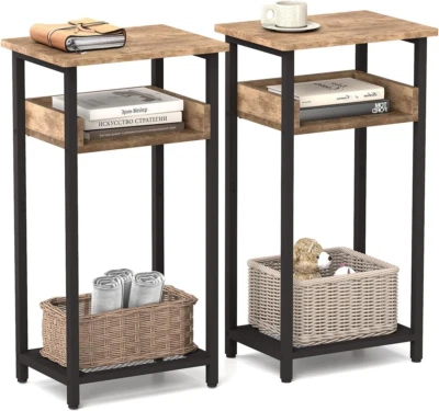 Tall Side Table Set of 2, 30 Inch High End Table, Small Entryway Table, Bedside - Image 1 of 4