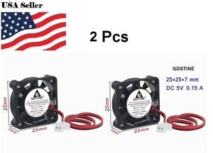 2 szt. Gdstime 2cm 25mm x 7mm 2507 DC 5V 2-pinowy bezszczotkowy wentylator chłodzący - Zdjęcie 1 z 1