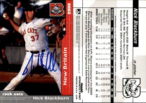 Nick Blackburn Signed 2006 Grandstand New Britain Rock Cats #23 Card Auto
