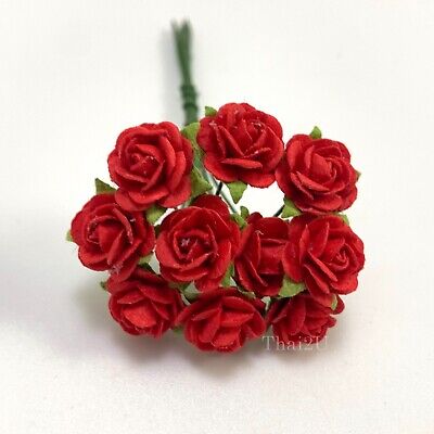 1/4 Or 1cm MINI Open Rose RED Craft Flower Wedding Scrapbook Dioramas R2-12 • 8.52€