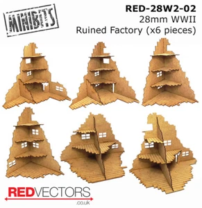 RED-28W2-02 - 28mm Wargames - Ruined Factory x 6 pieces (for WWII) - Picture 1 of 2