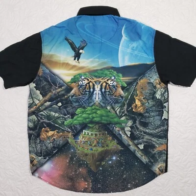 Camisa Akademiks De Colección Para Hombres 2XL Naturaleza Espacio Exterior Tigre Akdmks Abotonada Y2K Foto 1 de 4