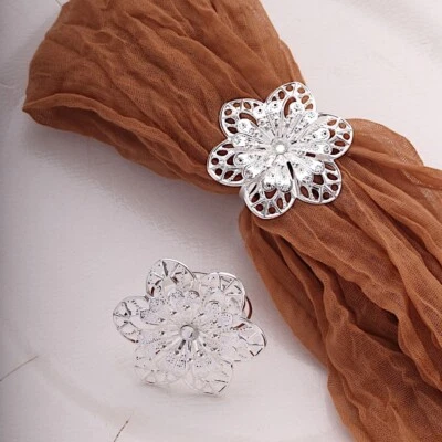 4 Sunflower Design Metal NAPKIN RINGS Party Events Reception Tableware Supplies - Image 1 of 4