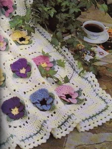 PATRÓN DE GANCHILLO - BONITO PANSY ARAN AFGANO/LANZAR/MANTA APROX. 48"" x 69"" - Imagen 1 de 1