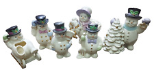 Lot of 6 Lenox Snowman Sugar & Cream, S & P, Candlestick Holders