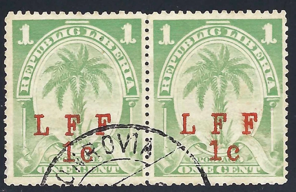 Liberia # M1 Used Pair 1916 LFF (Military) Issue CV $380!!! - Image 1 of 1
