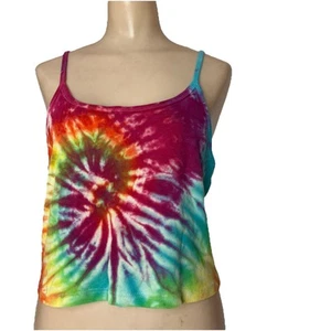 Camiseta sin mangas vintage años 90 yunque Y2K tie dye EE. UU. para mujer L playa arco iris espagetti - Imagen 1 de 9