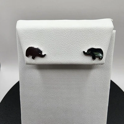 925 NEW Sterling Silver Rhodium Plated Earrings Elephant 6mm - Image 1 of 4