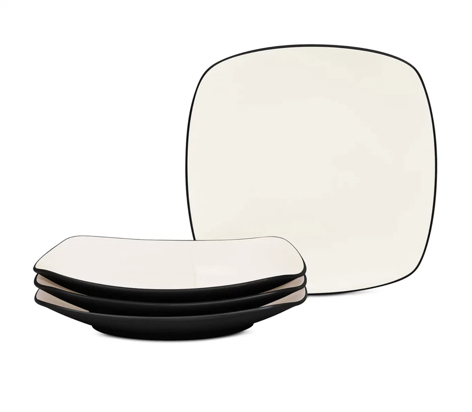 NORITAKE COLORWAVE BLACK GRAPHITE SQUARE SALAD PLATE 8" STONEWARE 4 PCS SET NEW - Image 1 of 4
