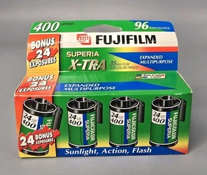 Fujifilm 400 Speed Film 4 Rolls X 24 Exposures Superia Expired 9/2002 Sealed NOS - Picture 1 of 5