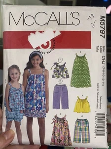 McCalls M5797 Girls Dress Top Shorts Pants Sewing Pattern, Sz 7-14 New - Picture 1 of 2
