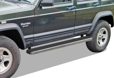 estriberas APS de acero inoxidable de 5 pulgadas aptas para Jeep Cherokee 84-00 de 4 puertas Foto 1 de 4