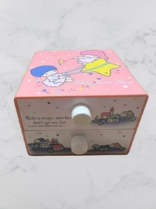 Sanrio Vintage kleine Zwillingssterne Kiki Lala Truhe Schreibtisch Organizer Box Retro 1985 - Bild 1 von 8