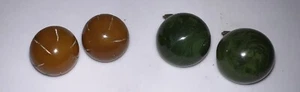 Vintage Green And Amber Bakelite Clip On Earrings - Picture 1 of 6