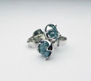 1.20 + ct Azul verdoso natural Diamantes en bruto crudos 925 Pendiente de... - Bild 1 von 5