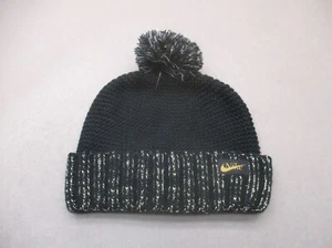 Nike Talla Única Mujer Negro Elastizado Tejido Puños Pompón Invierno Sombrero 9C - Imagen 1 de 6