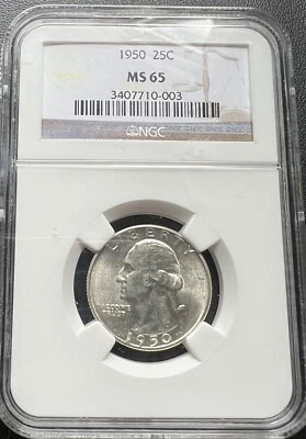 1950 25C Washington Quarter NGC MS 65 - Image 1 of 2