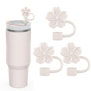 Oiurydntw Straw Cover Cap for Stanley Cup, 3Pcs Cute Flower Straw Toppers Acce-- - Picture 1 of 6