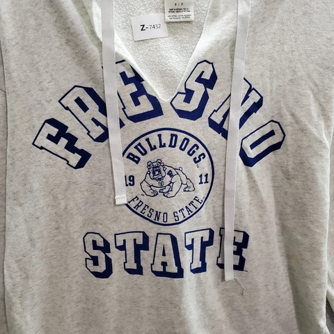 Fresno State Bulldogs Women Sweatshirt Small Gray Hoodie PINK Logo Pullover Cover