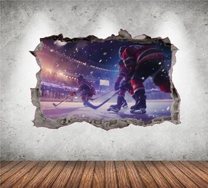 Calcomanía de pared de hockey 3D AI arte gráfico pegatina decoración hockey sobre hielo jugador mural KW75 - Imagen 1 de 4