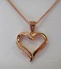 NEW Rose Gold Plated Sterling Silver CZ Heart Pendant w/ Adjustable 22" Chain