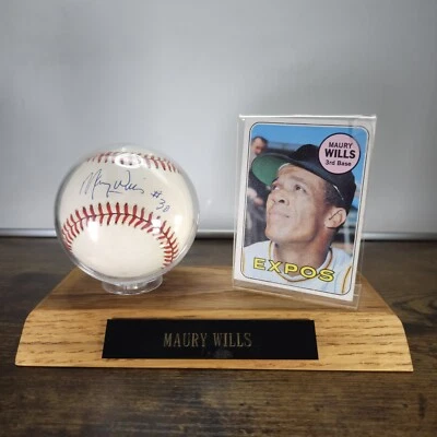 Montreal Expos Maury Willis Signed Baseball Autograph Custom Display Topps Card - Image 1 of 4