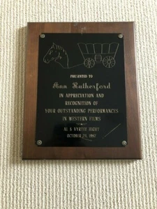 1987 ANN RUTHERFORD WESTERN FILMS AWARD - Picture 1 of 1