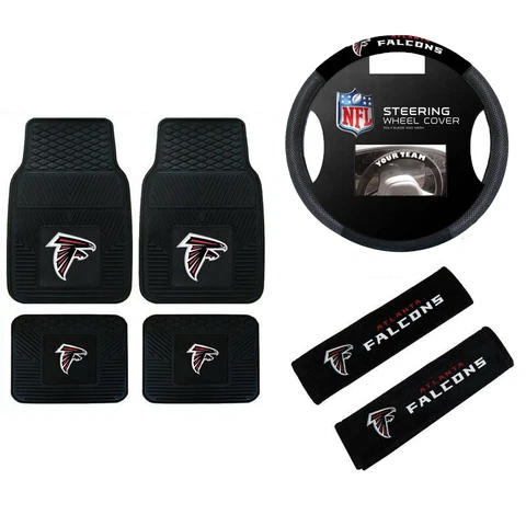 New NFL Atlanta Falcons Car Truck Floor Mats Steering Wheel Cover Seat Belt Pads Cover