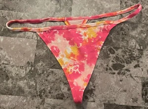 NWOT NOBO NO BOUNDARIES XXL PINK YELLOW WHITE TIE DYE V STRING THONG PANTIES - Picture 1 of 4
