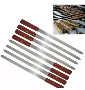 Large Barbecue Skewers Flat Extra Wide Kebab Shish BBQ Heavy Duty Strong Grill - Picture 1 of 18