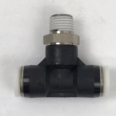 Bag of 10 Pisco PB3/8-N2U Tee Fitting, 3/8” Push Lock X 1/4" NPT ~New Surplus~ - Image 1 of 3