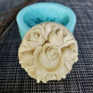 Silica gel Round rose flowers Handmade silicone soap mold candle aroma mould - Picture 1 of 8