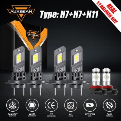 For BMW Z4 2003-2008 6x AUXBEAM H7 H11 White 1:1 LED Headlight + Fog Light Bulbs - Image 1 of 4