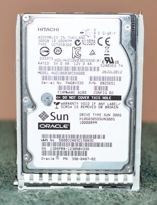 Sun Oracle 300GB SAS-6 10K RPM 390-0487-02 Hitachi HUC106030CSS600 4-month war. - Image 1 of 4