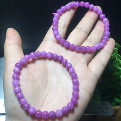 2Шт 6 мм подлинный натуральный фиолетовый кунцит круглый бисер эластичной браслет Рейки подарок - Изображение 1 из 4