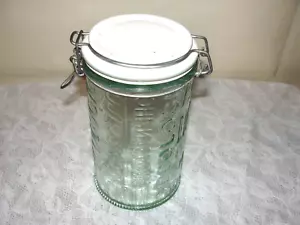 Bote de tapa de bisagra reciclado verde ecológico vintage de 1 litro NO para enlatar - Imagen 1 de 8