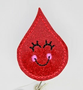 Blood Drop Badge Reel ID Holder Nurse Doctor Telemetry ER Phlebotomy Infusion - Picture 1 of 2