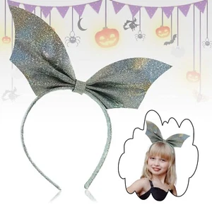 Sparkly Bat Wings Large Bow Headbands Kids Adults Hairband Halloween Headwear - Picture 1 of 23