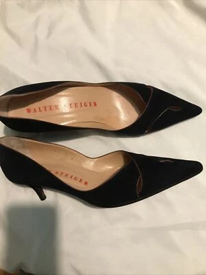WALTER STEIGER SHOES SALTOS TAMANHO 10 B CAMURÇA AZUL MARINHO  - Imagem 1 de 4